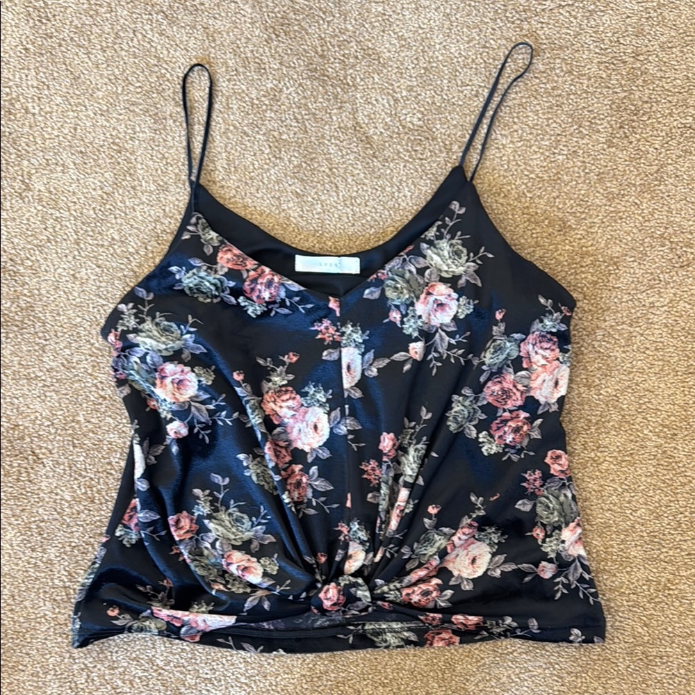 Lush Black Floral Camisole - Small - Gently Worn